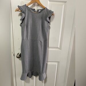 PRISTINE Old Navy Ruffled Ponte-Knit Sheath Dress - Heather Gray - XS Petite